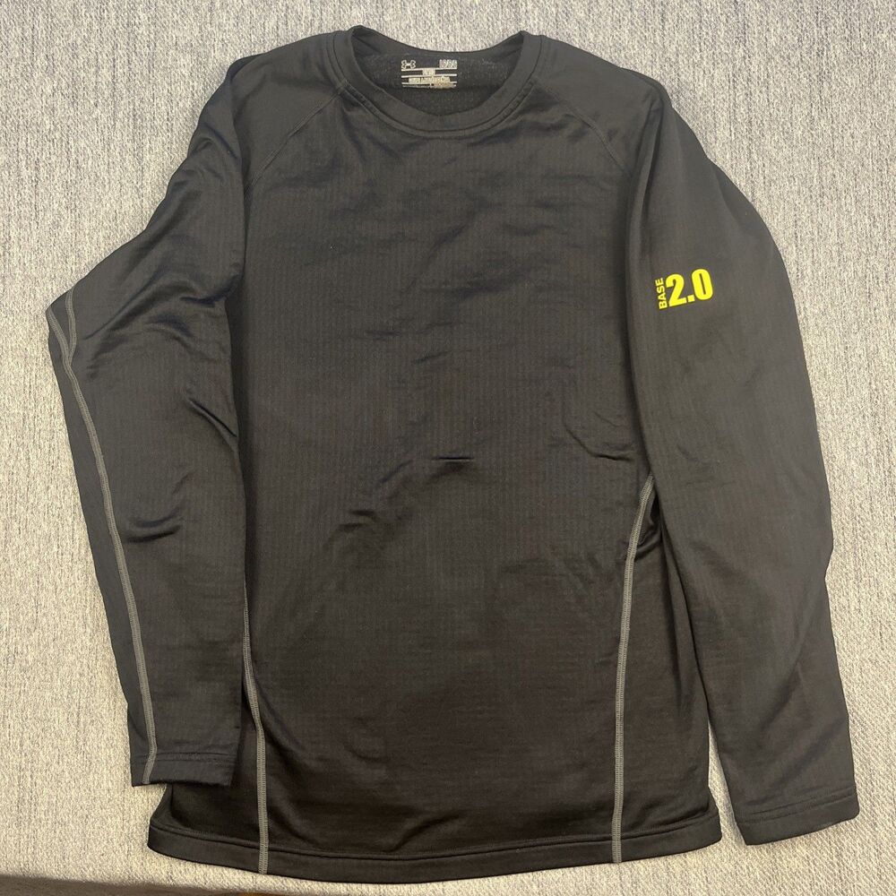 Under Armour Base 2.0 Shirt Mens Sz L Black Performance Cold Gear Fitted